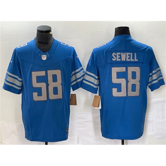 Men's Detroit Lions #58 Penei Sewell Blue 2023 F.U.S.E. Vapor Untouchable Limited Stitched Jersey