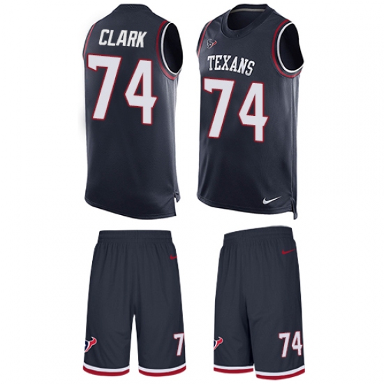 Men's Nike Houston Texans #74 Chris Clark Limited Navy Blue Tank Top Suit NFL Jersey - Ujersey