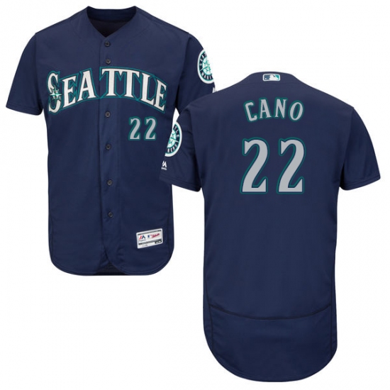 Men's Majestic Seattle Mariners #22 Robinson Cano Navy Blue Alternate Flex Base Authentic Collection MLB Jersey - Ujersey