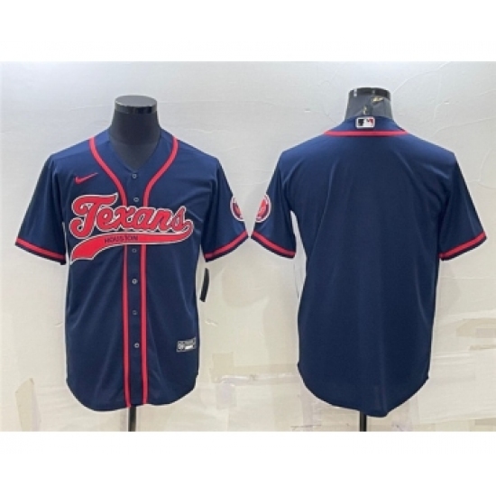 Men's Houston Texans Blank Navy With Patch Cool Base Stitched Baseball Jersey - Ujersey