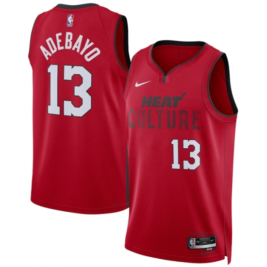 Men's Miami Heat #13 Bam Adebayo Red 2024-25 City Edition Stitched Basketball Jersey - Ujersey