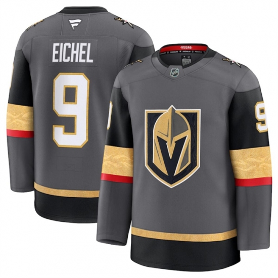 Men's Vegas Golden Knights Grey #9 Jack Eichel 2024-25 Alternate Stitched Hockey Jersey - Ujersey