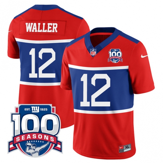 Men's New York Giants #12 Darren Waller Century Red 100TH Season Commemorative Limited Football Stitched Jersey - Ujersey