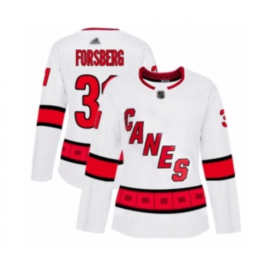 Women's Carolina Hurricanes #31 Anton Forsberg Authentic White Away Hockey Jersey - Ujersey