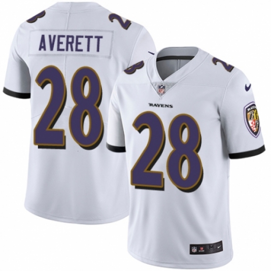 Men's Nike Baltimore Ravens #28 Anthony Averett White Vapor Untouchable Limited Player NFL Jersey - Ujersey