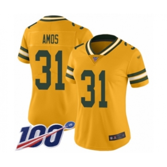 Women's Green Bay Packers #31 Adrian Amos Limited Gold Inverted Legend 100th Season Football Jersey