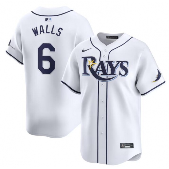 Men's Tampa Bay Rays #6 Taylor Walls White Home Limited Stitched Baseball Jersey - Ujersey