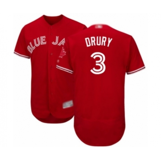 Men's Toronto Blue Jays #3 Brandon Drury Scarlet Alternate Flex Base Authentic Collection Alternate Baseball Player Jersey - Ujersey