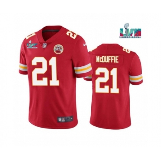 Men's Kansas City Chiefs #21 Trent McDuffie Red Super Bowl LVII Patch Vapor Untouchable Limited Stitched Jersey - Ujersey