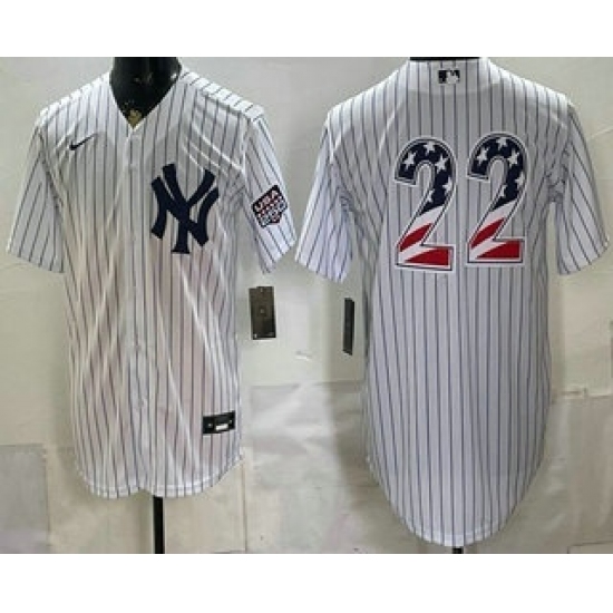 Men's New York Yankees #22 Ben Rice White 2026 USA 250 Fourth of July Home Stadium Stitched Jersey - Ujersey