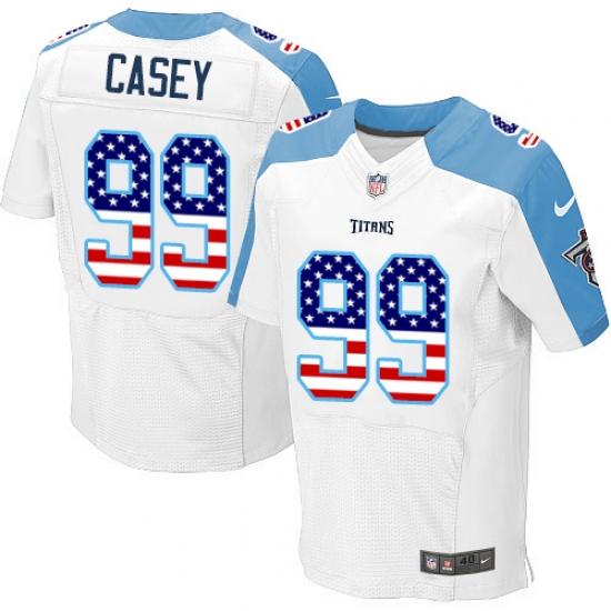 Men's Nike Tennessee Titans #99 Jurrell Casey Elite White Road USA Flag Fashion NFL Jersey - ujerseystore
