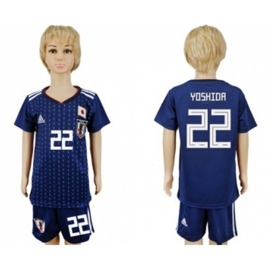 Japan #22 Yoshida Home Kid Soccer Country Jersey