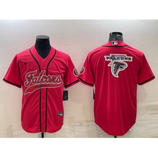Men's Atlanta Falcons Red Team Big Logo With Patch Cool Base Stitched Baseball Jersey - Ujersey
