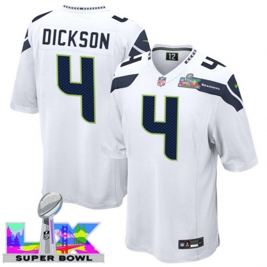 Men's Seattle Seahawks #4 Michael Dickson White 2025 2026 Super Bowl LX F U S E Stitched Jersey - Ujersey