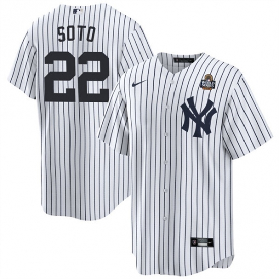 Men's New York Yankees #22 Juan Soto White 2024 World Series With Name Cool Base Stitched Baseball Jersey - Ujersey