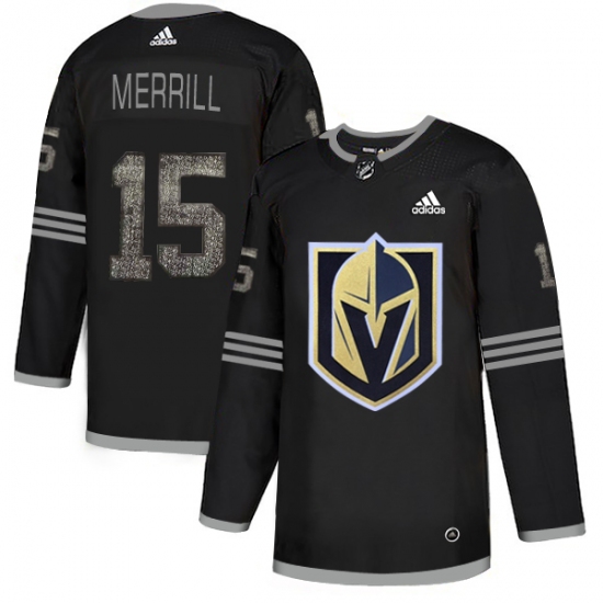 Men's Adidas Vegas Golden Knights #15 Jon Merrill Black Authentic Classic Stitched NHL Jersey - Ujersey