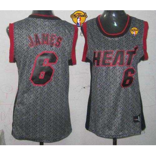 Women NBA Miami Heat #6 LeBron James Grey With Finals Patch Static Fashion Stitched NBA Jersey - Ujersey