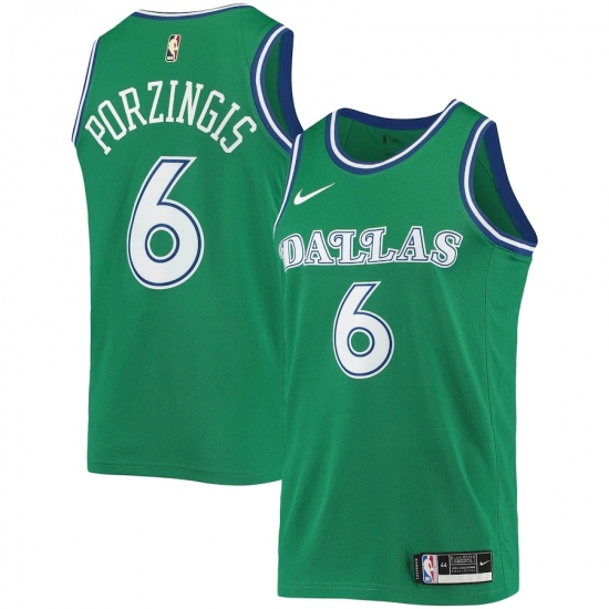 Men's Dallas Mavericks #6 Kristaps Porzingis Nike Green Hardwood Classics 2020-21 Swingman Jersey - Ujersey