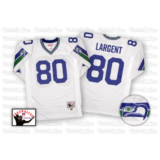 Mitchell And Ness Seattle Seahawks #80 Steve Largent White Authentic Throwback NFL Jersey - Ujersey