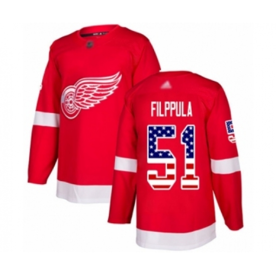 Youth Detroit Red Wings #51 Valtteri Filppula Authentic Red USA Flag Fashion Hockey Jersey - Ujersey