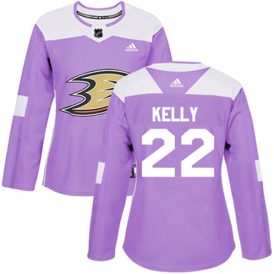 Women's Adidas Anaheim Ducks #22 Chris Kelly Authentic Purple Fights Cancer Practice NHL Jersey - Ujersey