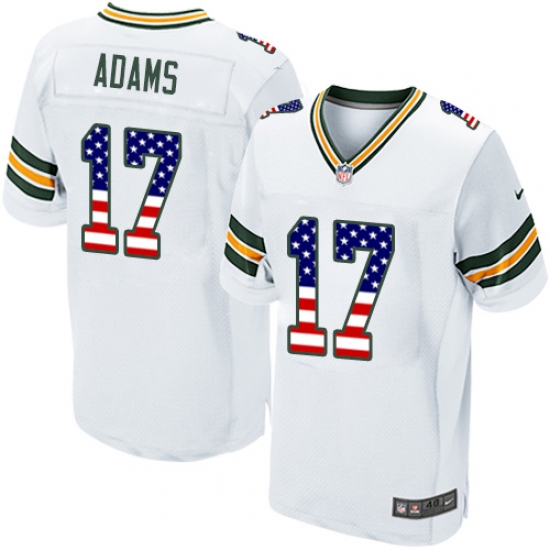 Men's Nike Green Bay Packers #17 Davante Adams Elite White Road USA Flag Fashion NFL Jersey - ujerseystore