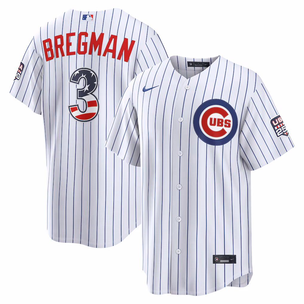 Men's Chicago Cubs Alex Bregman Nike White USA 250 Fourth of July Home Stadium Jersey - Ujersey