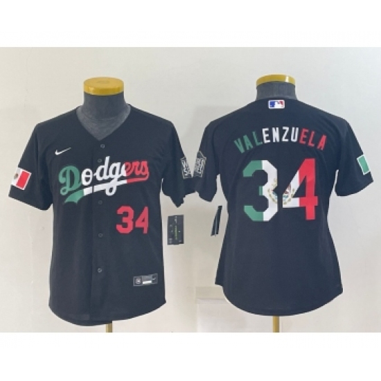 Youth Los Angeles Dodgers #34 Toro Valenzuela Mexico Number Black Cool Base Stitched Baseball Jersey - Ujersey