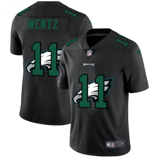 Men's Philadelphia Eagles #11 Carson Wentz Black Nike Black Shadow Edition Limited Jersey - Ujersey