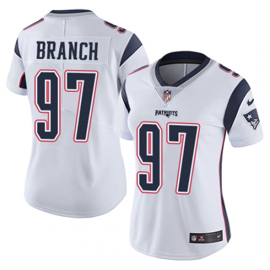 Women's Nike New England Patriots #97 Alan Branch White Vapor Untouchable Limited Player NFL Jersey - Ujersey