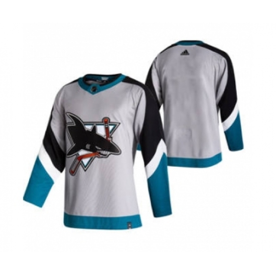 Men's San Jose Sharks Blank Grey 2020-21 Reverse Retro Alternate Hockey Jersey - Ujersey