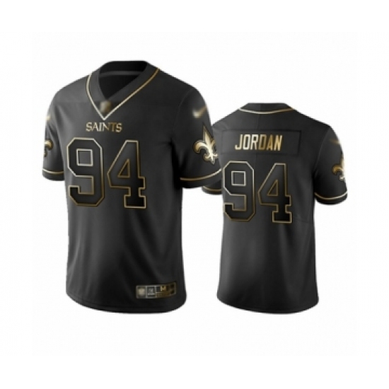 Men's New Orleans Saints #94 Cameron Jordan Limited Black Golden Edition Football Jersey - Ujersey