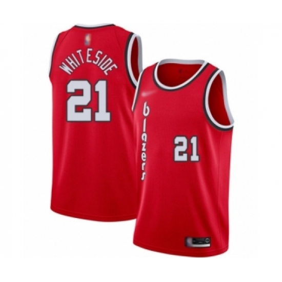 Men's Portland Trail Blazers #21 Hassan Whiteside Swingman Red Hardwood Classics Basketball Jersey - Ujersey