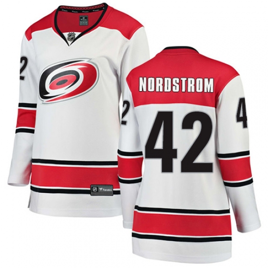 Women's Carolina Hurricanes #42 Joakim Nordstrom Authentic White Away Fanatics Branded Breakaway NHL Jersey - Ujersey
