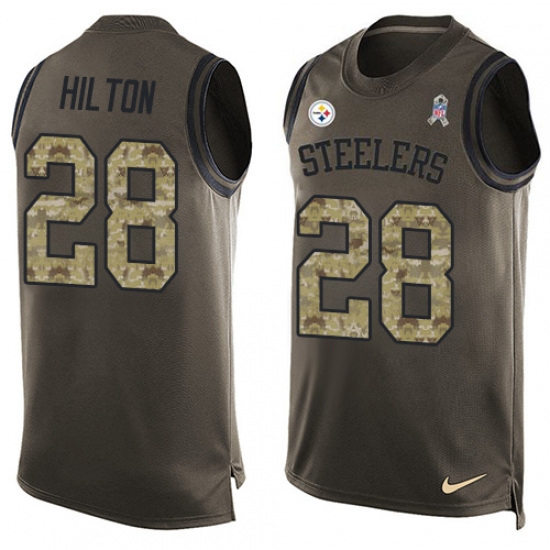 Men's Nike Pittsburgh Steelers #28 Mike Hilton Limited Green Salute to Service Tank Top NFL Jersey - Ujersey