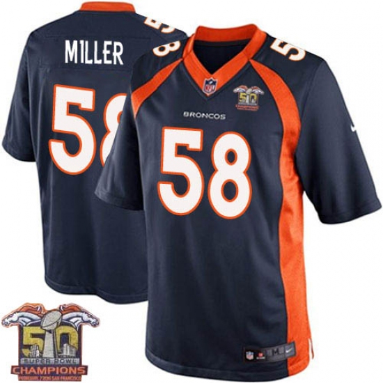 Youth Nike Denver Broncos #58 Von Miller Elite Navy Blue Alternate Super Bowl 50 Champions NFL Jersey - Ujersey
