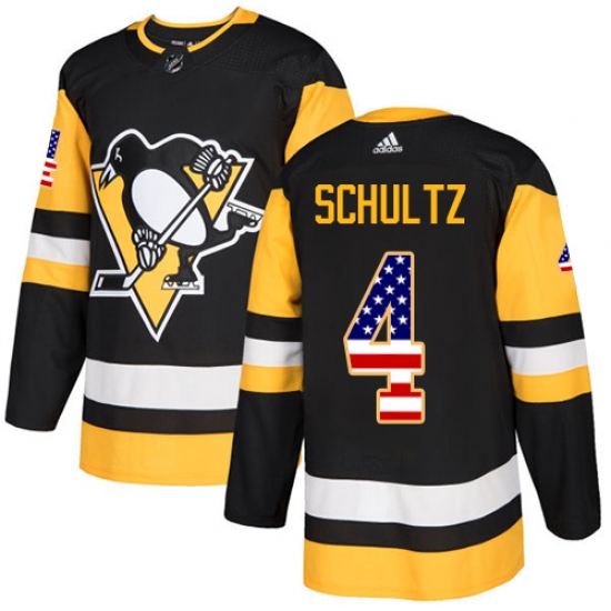 Men's Adidas Pittsburgh Penguins #4 Justin Schultz Authentic Black USA Flag Fashion NHL Jersey - Ujersey