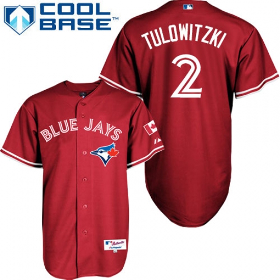 Men's Majestic Toronto Blue Jays #2 Troy Tulowitzki Replica Red Canada Day MLB Jersey - Ujersey