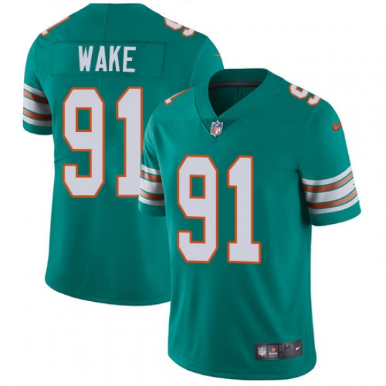 Men's Nike Miami Dolphins #91 Cameron Wake Aqua Green Alternate Vapor Untouchable Limited Player NFL Jersey - Ujersey