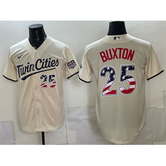 Men's Minnesota Twins #25 Byron Buxton Cream 2026 USA 250 Fourth of July Stitched Baseball Jersey - Ujersey