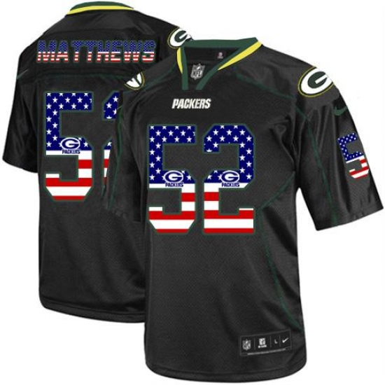 Men's Nike Green Bay Packers #52 Clay Matthews Elite Black USA Flag Fashion NFL Jersey - Ujersey