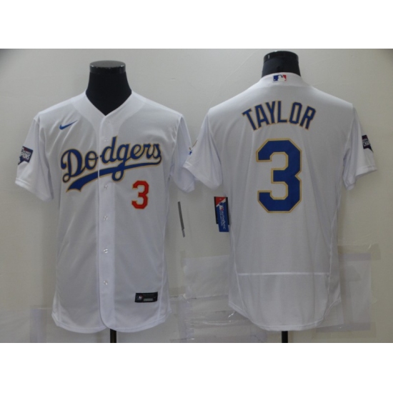 Men's Los Angeles Dodgers #3 Chris Taylor White Nike World Series Champions Authentic Jersey - Ujersey