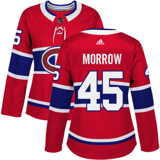 Women's Adidas Montreal Canadiens #45 Joe Morrow Authentic Red Home NHL Jersey - Ujersey