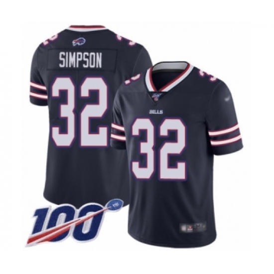 Men's Buffalo Bills #32 O. J. Simpson Limited Navy Blue Inverted Legend 100th Season Football Jersey - Ujersey