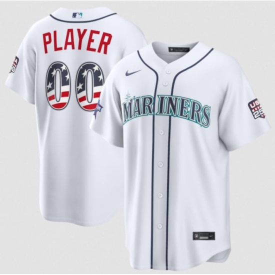Men's Seattle Mariners Active Player Custom White 2026 All-Star Edition Stars & Stripes & USA 250 Fourth of July Home Stadium Stitched Baseball Jersey - Ujersey