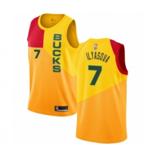 Women's Milwaukee Bucks #7 Ersan Ilyasova Swingman Yellow Basketball Jersey - City Edition - Ujersey