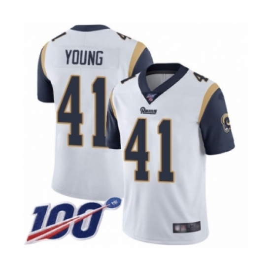 Men's Los Angeles Rams #41 Kenny Young White Vapor Untouchable Limited Player 100th Season Football Jersey - Ujersey