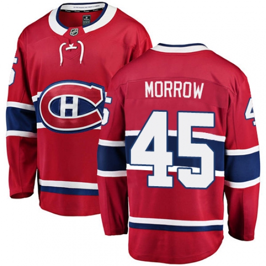 Men's Montreal Canadiens #45 Joe Morrow Authentic Red Home Fanatics Branded Breakaway NHL Jersey - Ujersey