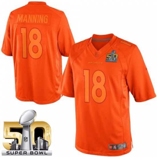 Men's Nike Denver Broncos #18 Peyton Manning Orange Drenched Limited Super Bowl 50 Bound NFL Jersey - Ujersey