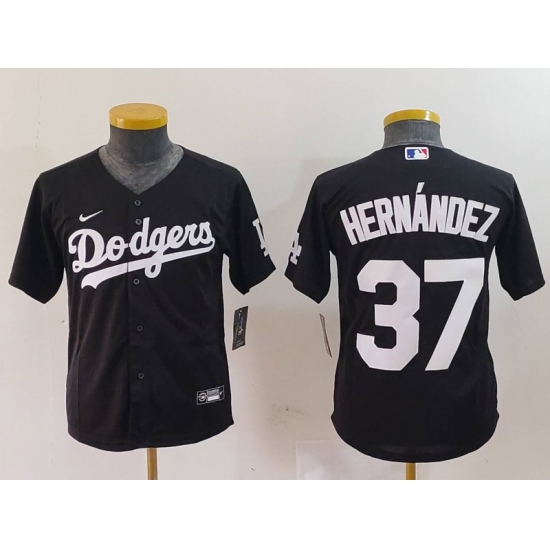 Youth Los Angeles Dodgers #37 Teoscar Hernandez Black Cool Base Stitched Jersey - Ujersey